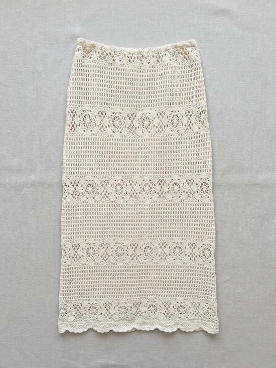 Dex Dresses & Skirts - Dex Cream Crochet Midi Pencil Skirt